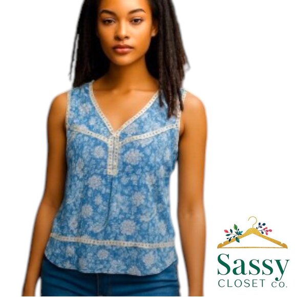 LUCKY BRAND Top – Cotton Sleeveless Floral, Sz S, Excellent - Picture 1 of 6